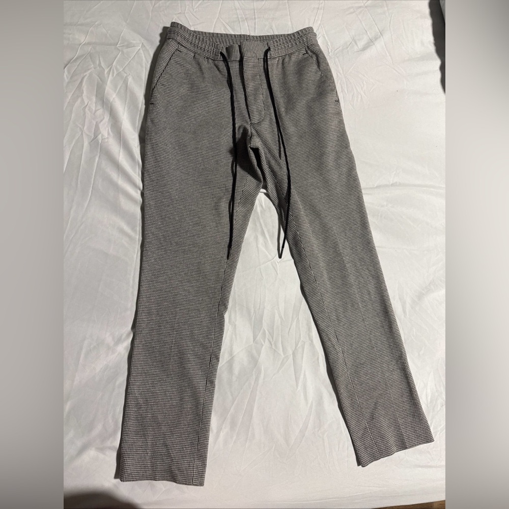 Express Black and Gray Checkered Joggers , men
